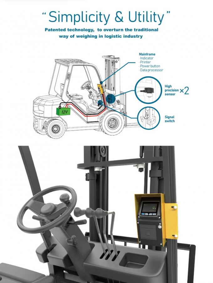 自動フォークリフトフォークスケールシステム 5000kg 4桁の農業フォークリフトスケールシステム 0